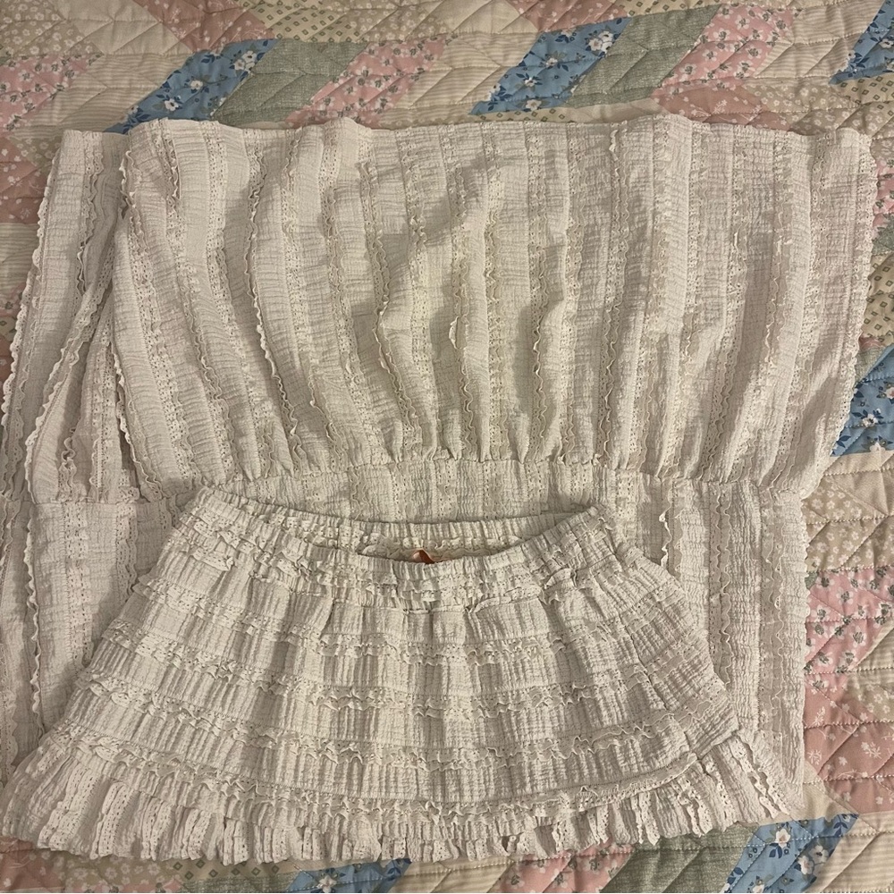 White Textured Maxi Skirt